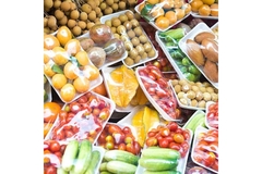 Image Wrapped fruit in supermarket
